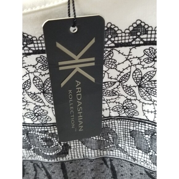 NWT - Kardashian Kollection Dress size L Bodycon Tattoo Style Vegas Black White - Picture 14 of 15